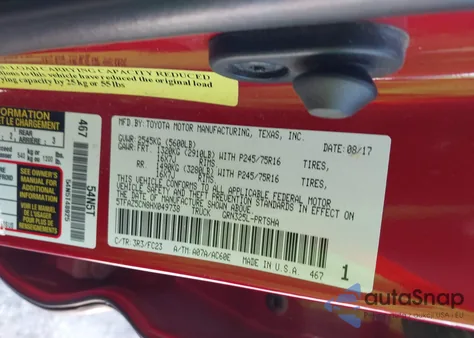 2017 Toyota Tacoma Sr5 V6 z USA, uszkodzony, nr VIN 5TFAZ5CN8HX049738